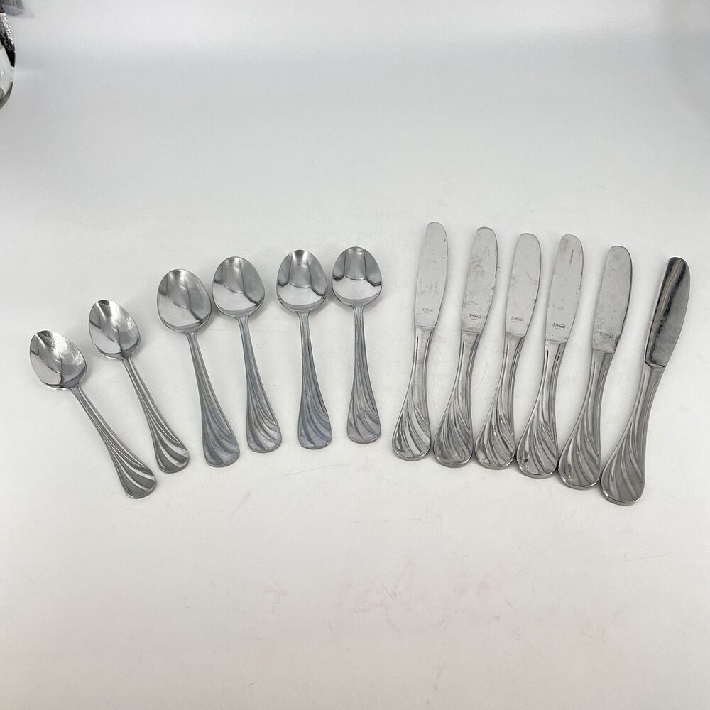 Libbey Serenade Stainless Flatware 12 Pc Set 6 Knives 6 Spoons Korea